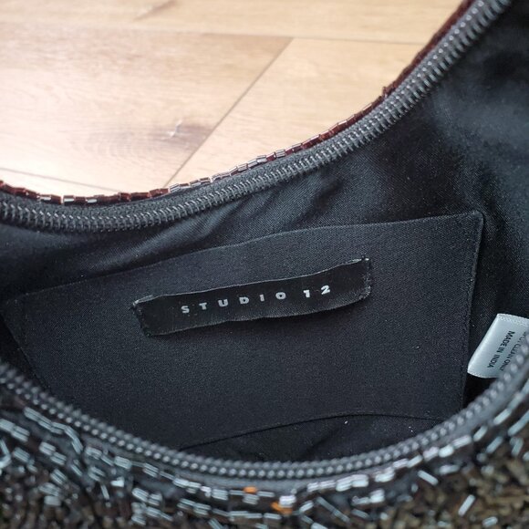 Made In India Floral Beaded Embellished Shoulder Bag Black Multi NWT Viral Boho - Picture 15 of 16